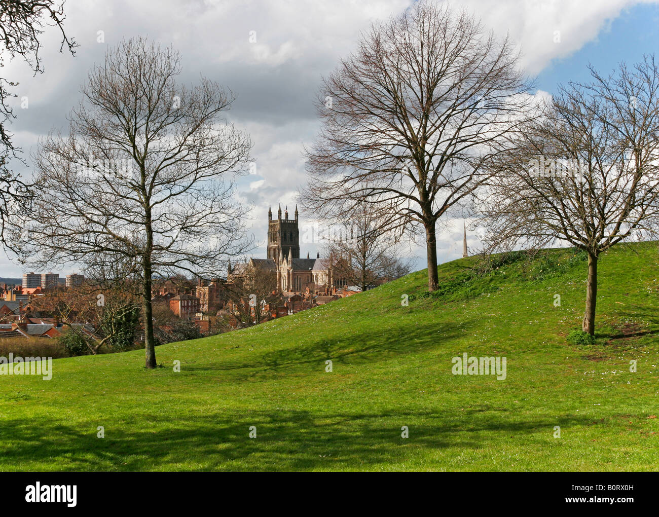 Worcester cathedral in the distance Stock Photo