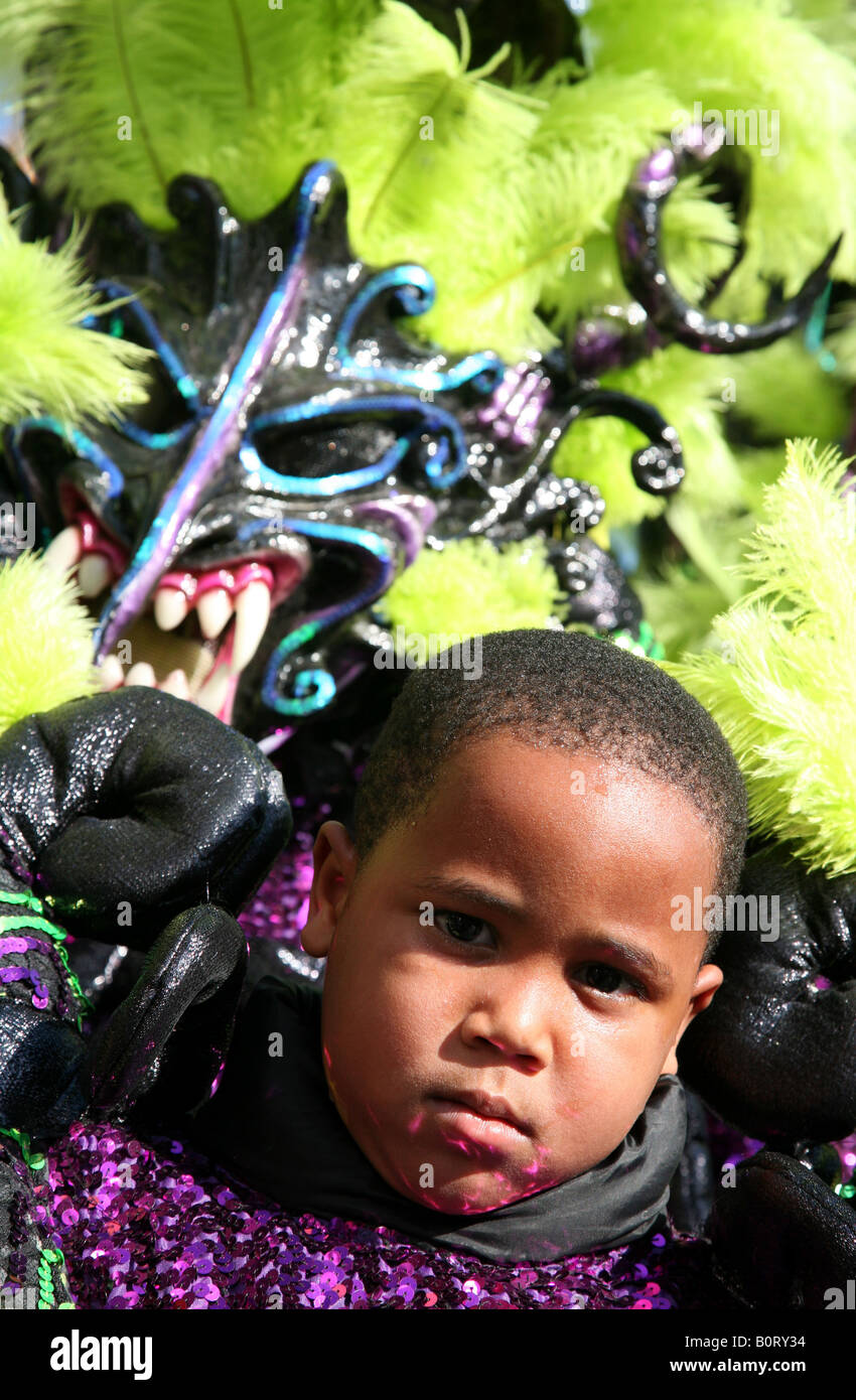 Carnival participants wearing fancy dress of Diablo Cojuelo perform