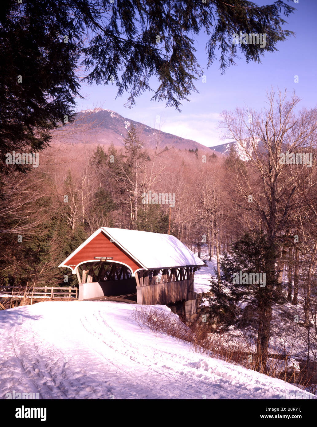 Covered Bridge in Winter - New England Stock Photo - Alamy