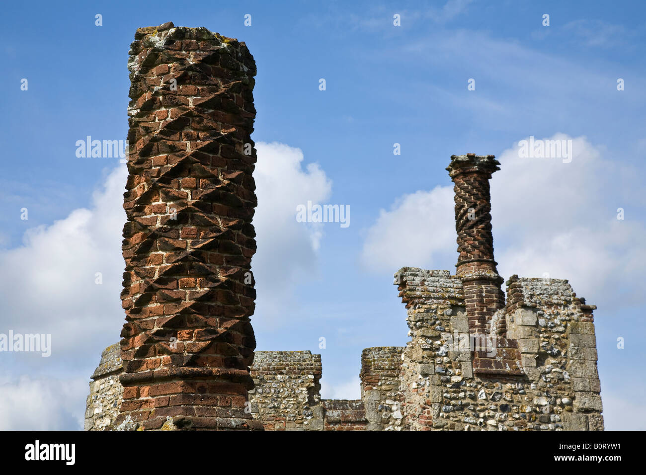 Tudor chimneys at Framlingham Castle, Suffolk, England Stock Photo