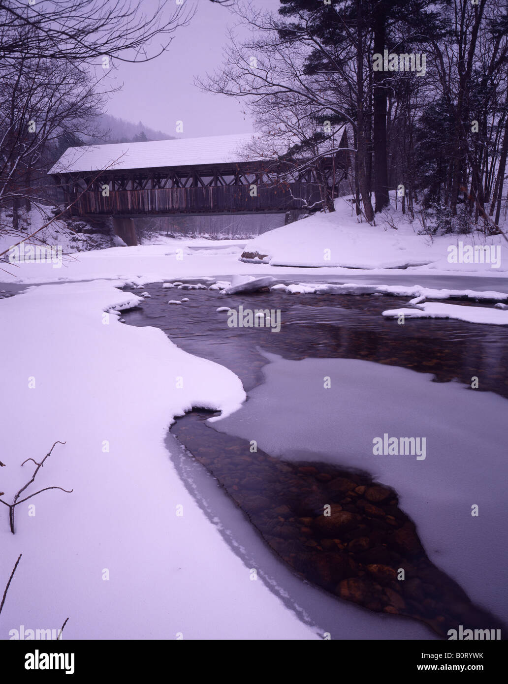 Covered Bridge in Winter - New England Stock Photo - Alamy