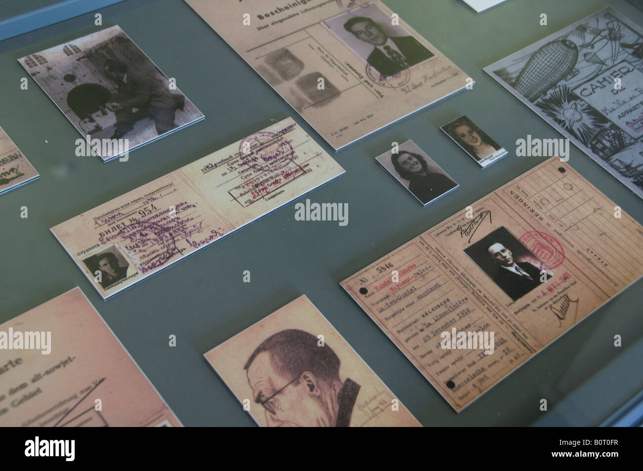 Nazi identification cards displayed in the museum of Dachau concentration camp, Bavaria, Germany Stock Photo