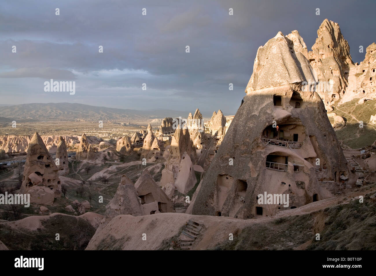 Ancient cave town Uchisar near Goreme Cappadocia Turkey Stock Photo - Alamy