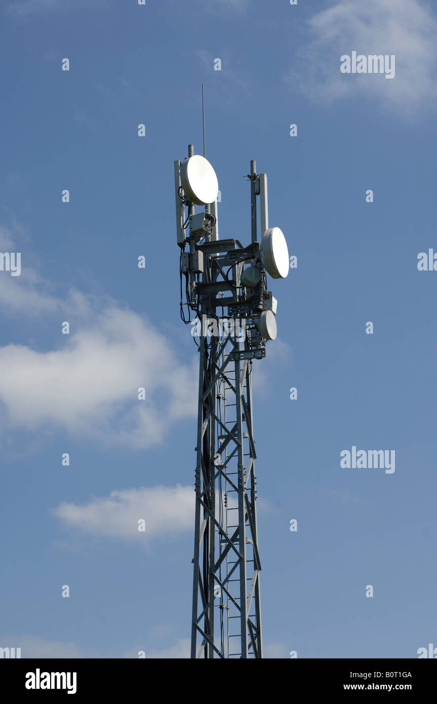 Mobile phone mast at back of farm yard Carlisle Cumbria England Stock