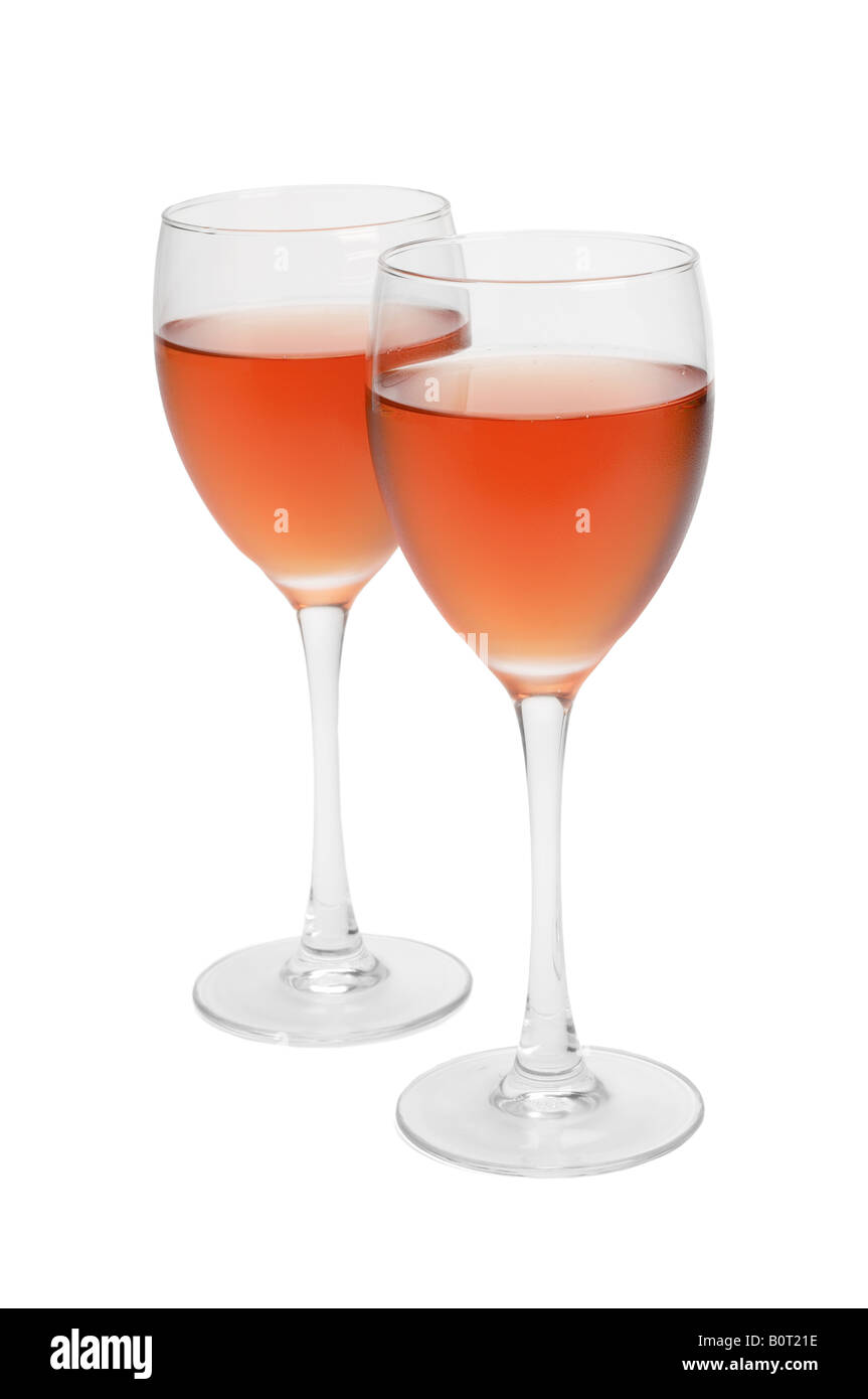 Glasses of chilled rose wine Stock Photo