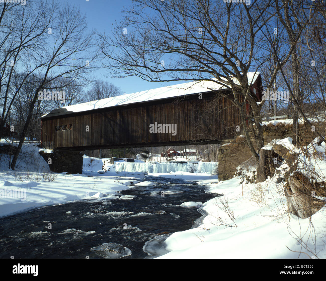 Covered Bridge in Winter - New England Stock Photo - Alamy