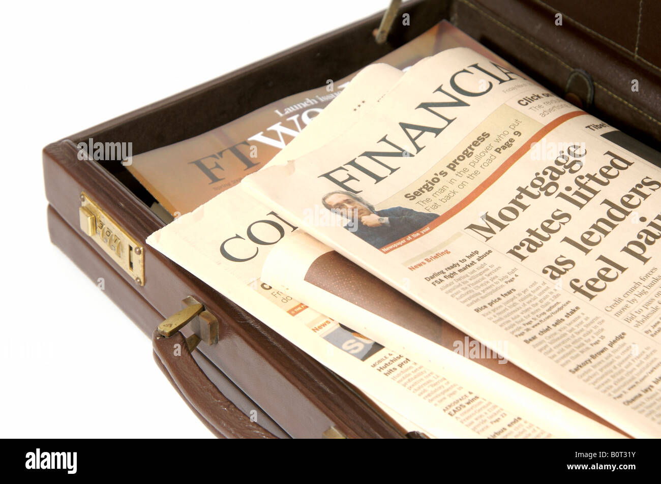 Briefcase and paper Stock Photo Alamy