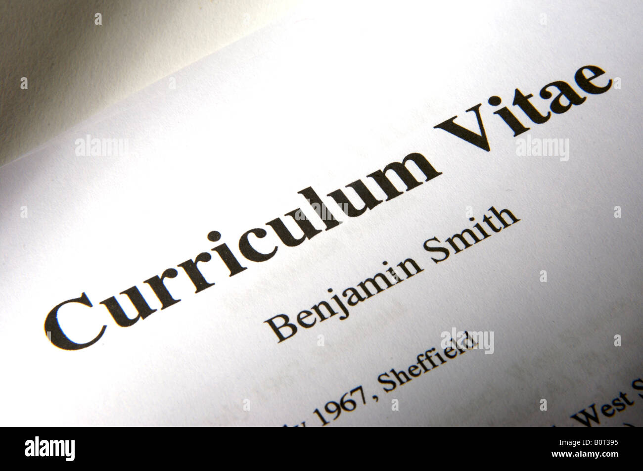 Curriculum Vitae Stock Photo - Alamy