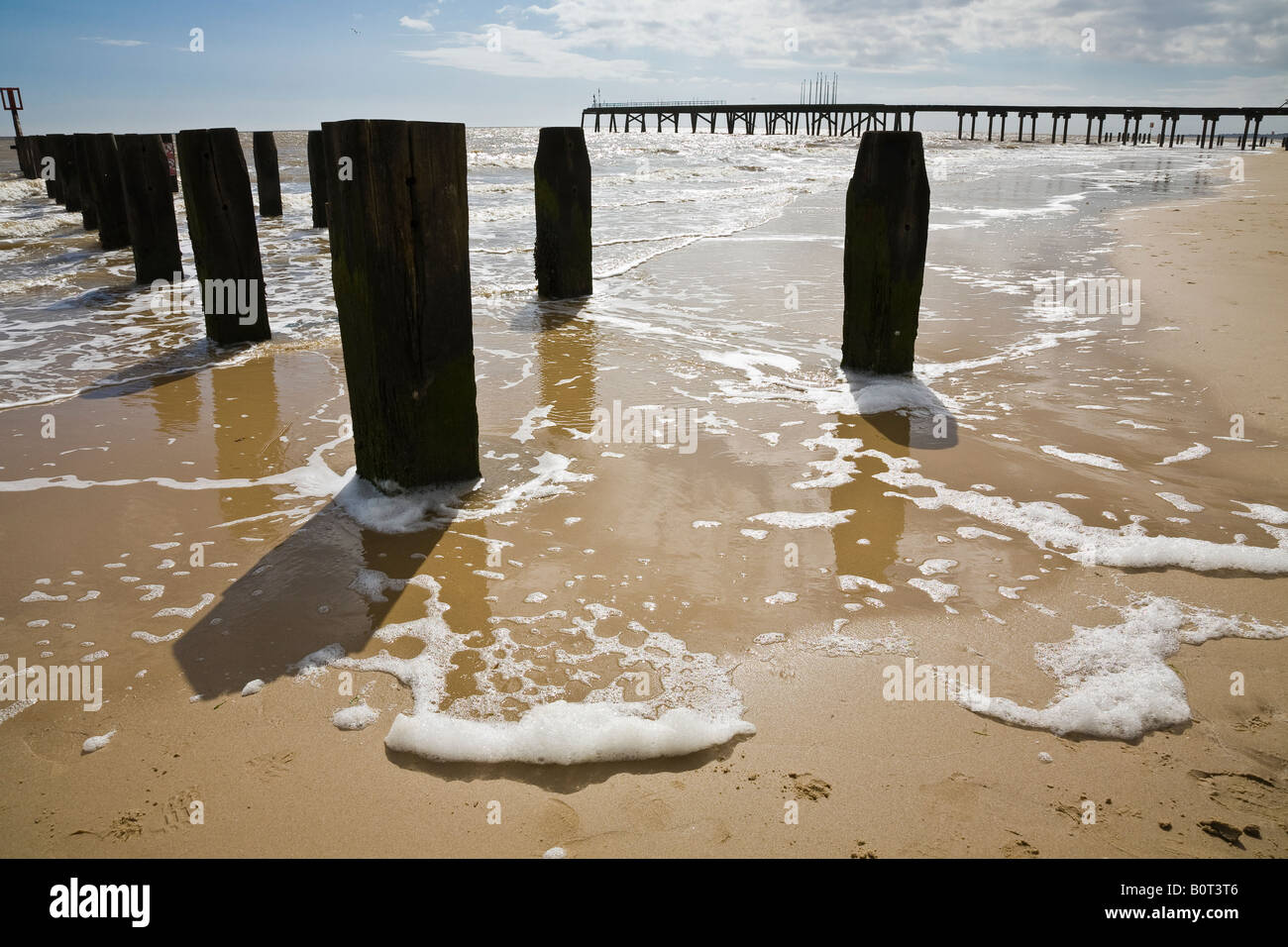 The South Beach (or Victoria Beach) at Lowestoft and Claremont Pier, Suffolk, England Stock Photo