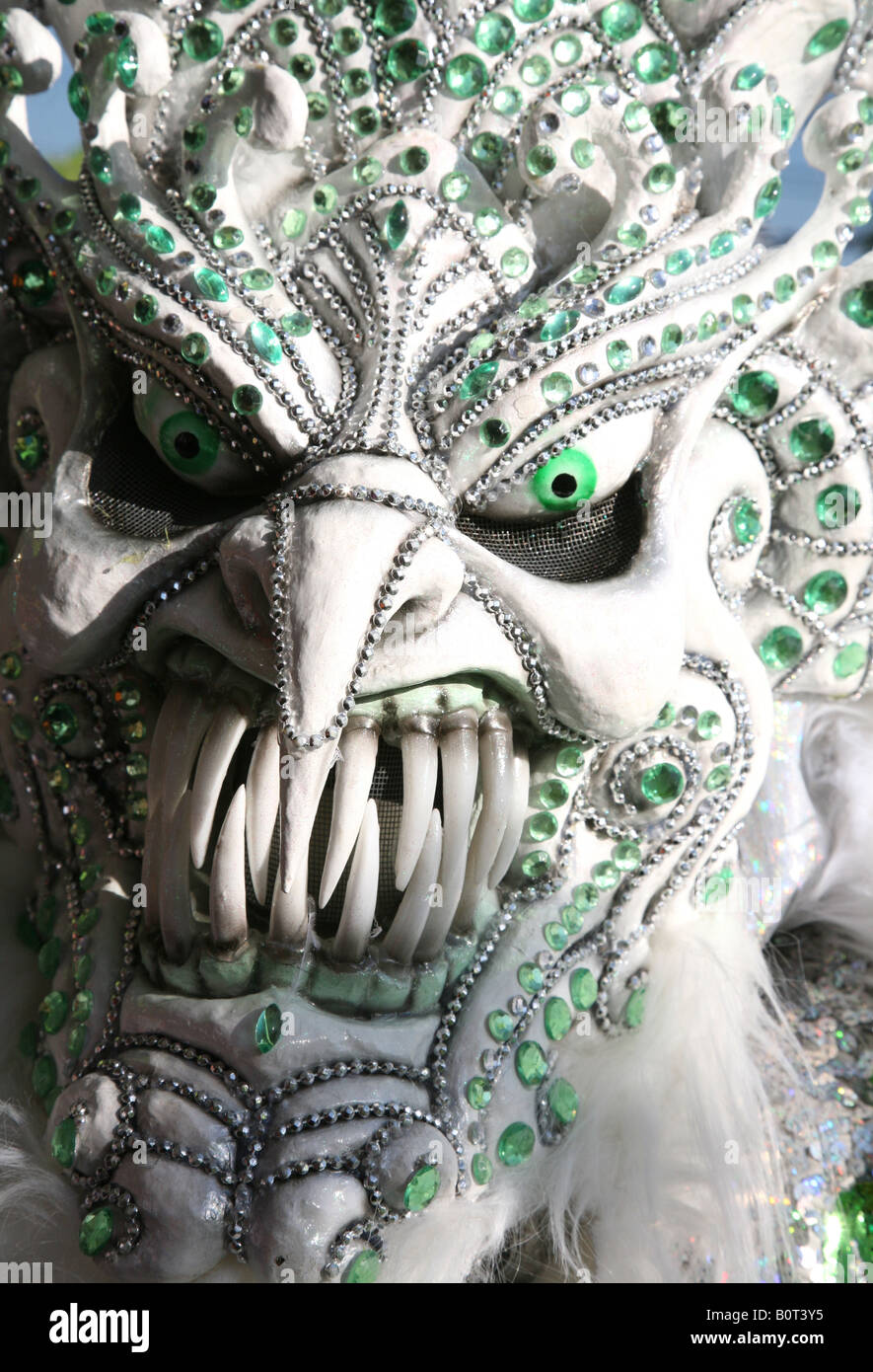 Carnival participant wearing fancy dress of Diablo Cojuelo performs