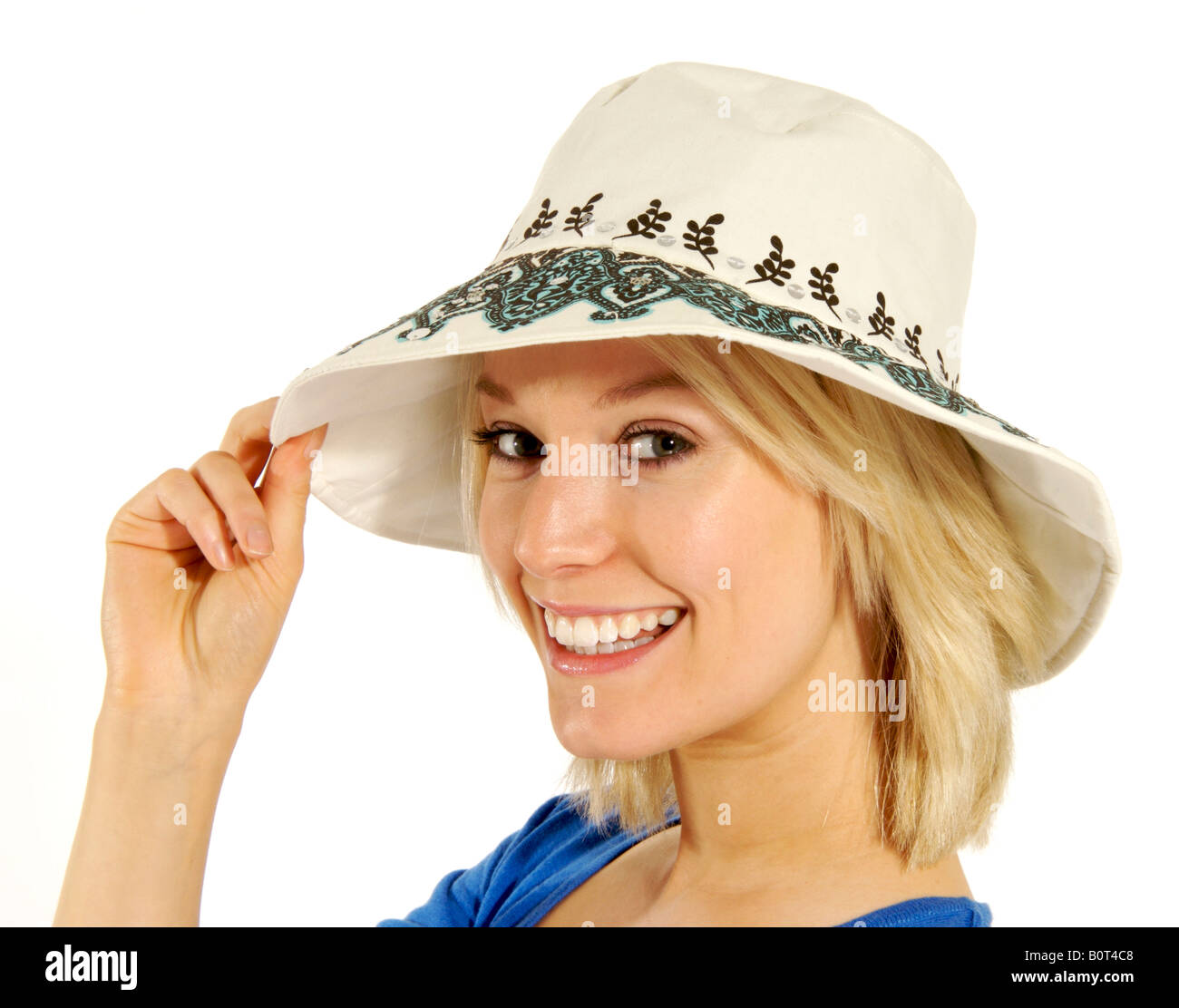 Young woman in summer hat Stock Photo - Alamy