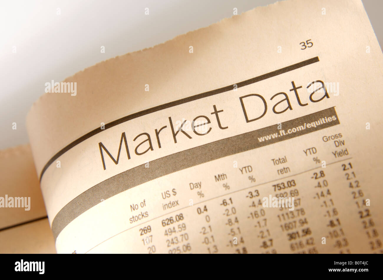 Market data table Stock Photo