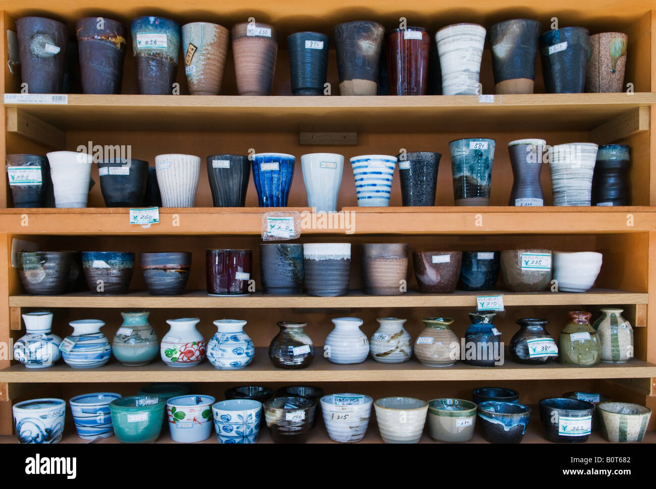 "Ceramic cups for sale in the Kappabashi restaurant supply district of