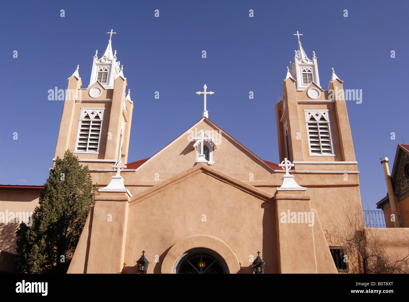 San Felipe de Neri Catholc Church stands in the Old Town area of Albuquerque New Mexico. Stock Photo