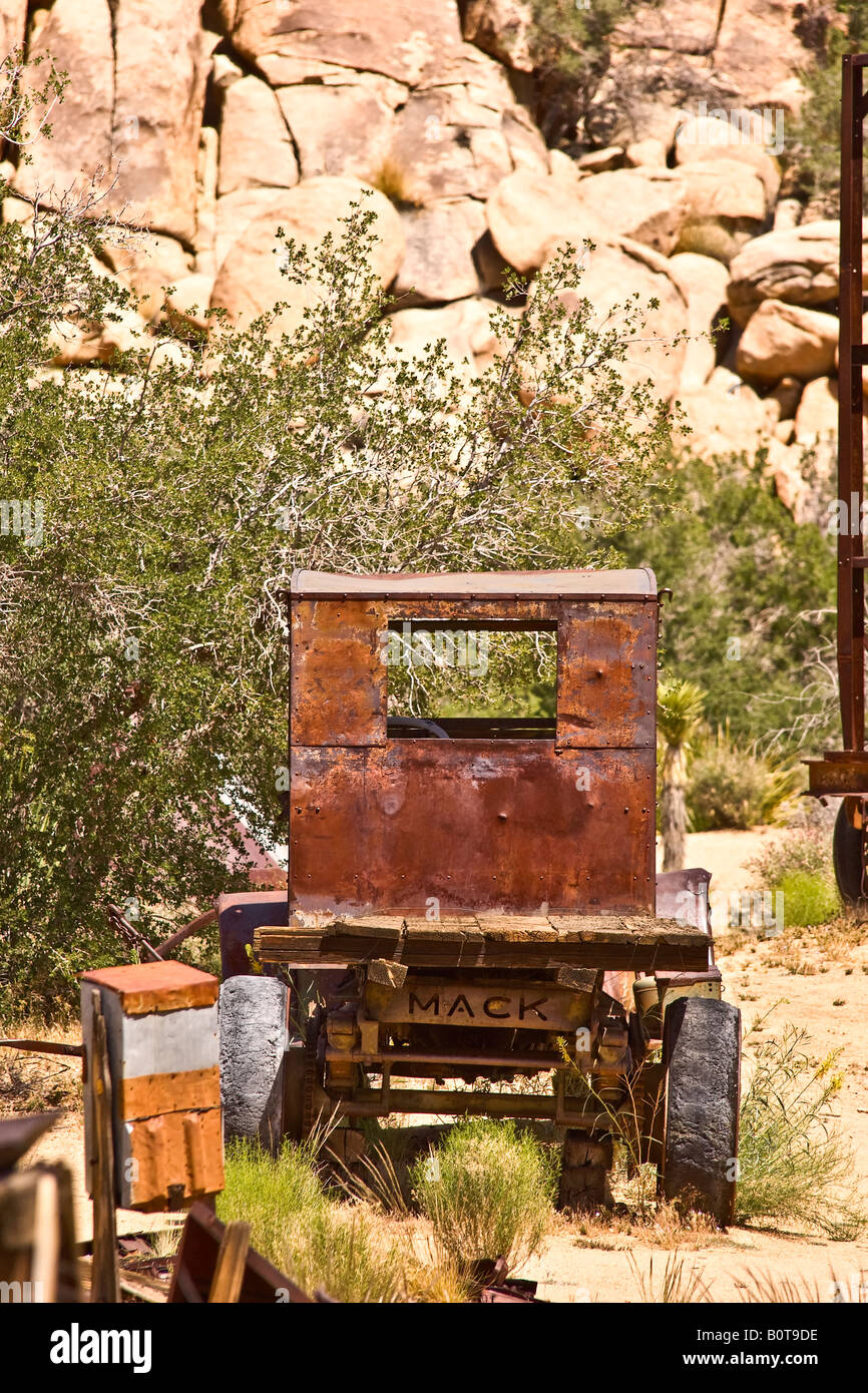 Old rusty chain driven Mack truck. Stock Photo