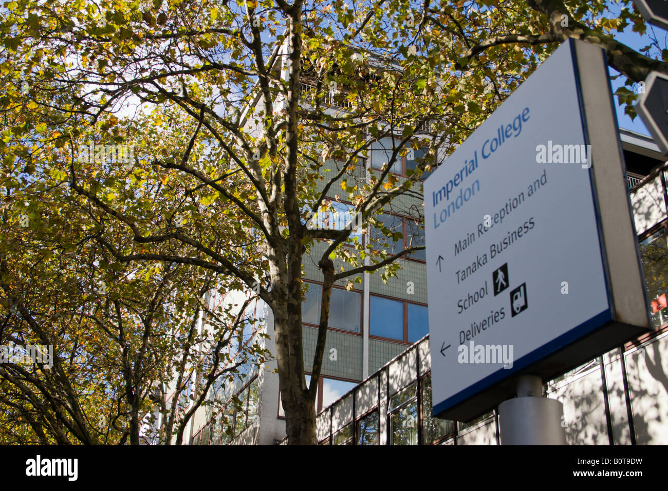 Directional sign at entrance to Imperial College Exhibition Road London Stock Photo