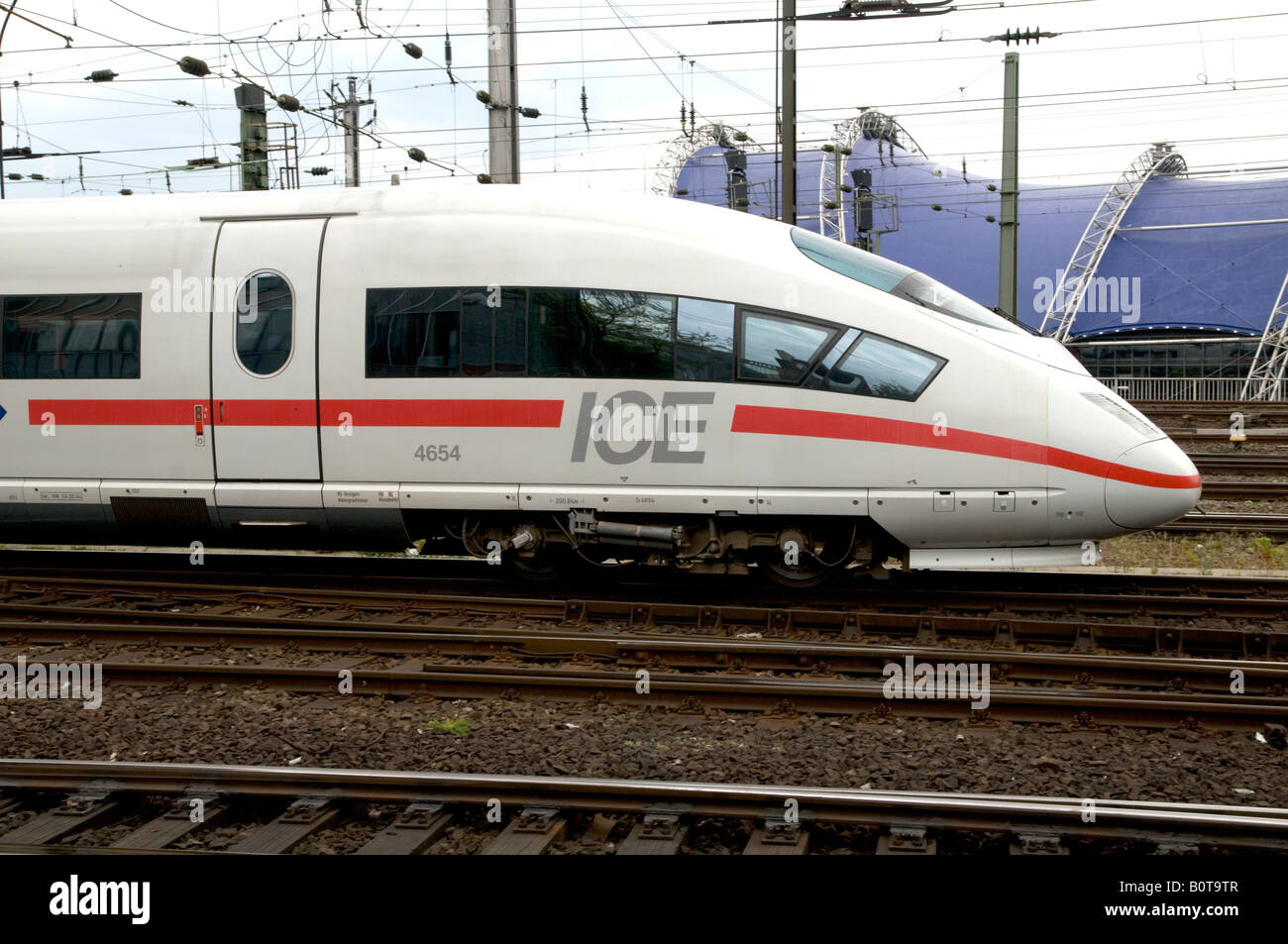 Inter City Express train leaving Cologne Stock Photo