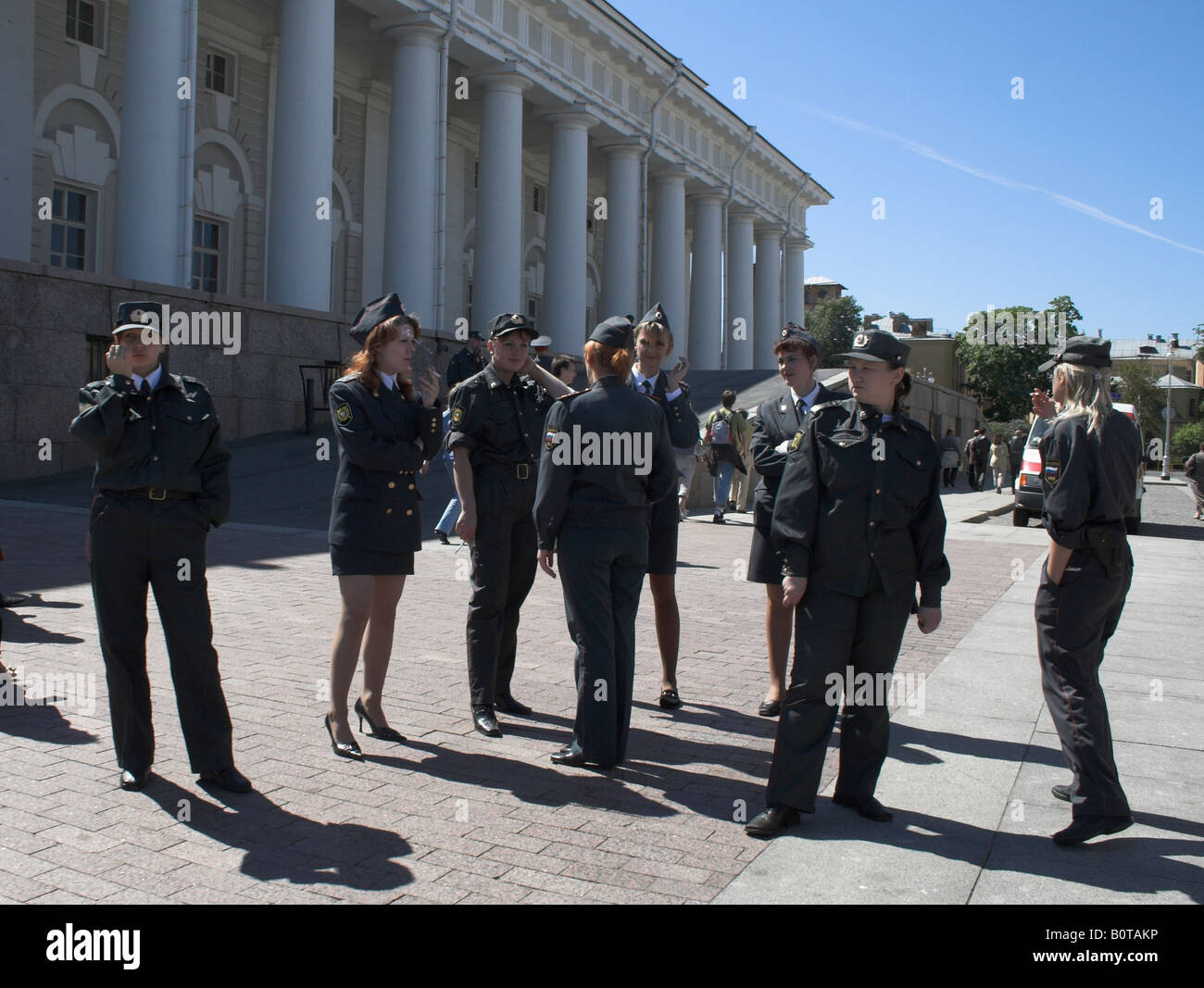 Russian Military Policewomen in St. Petersburg Stock Photo