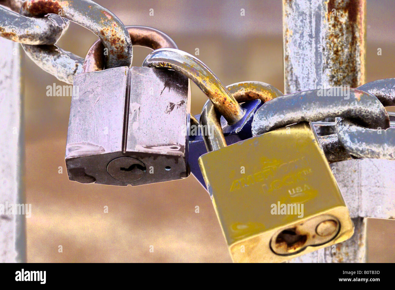 closeup view of padlock and chain link fence at power substation Stock ...