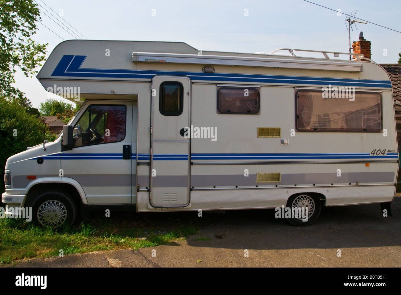 Large motorhome View from the side. Close up Stock Photo