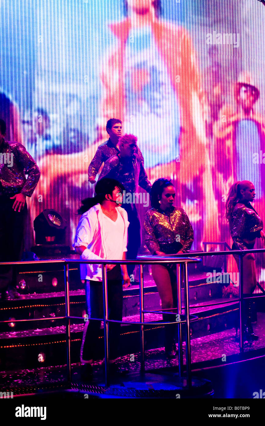 Michael Jackson impersonator at Coco Bongo nightclub Cancun and Playa del Carmen Mexico Stock Photo