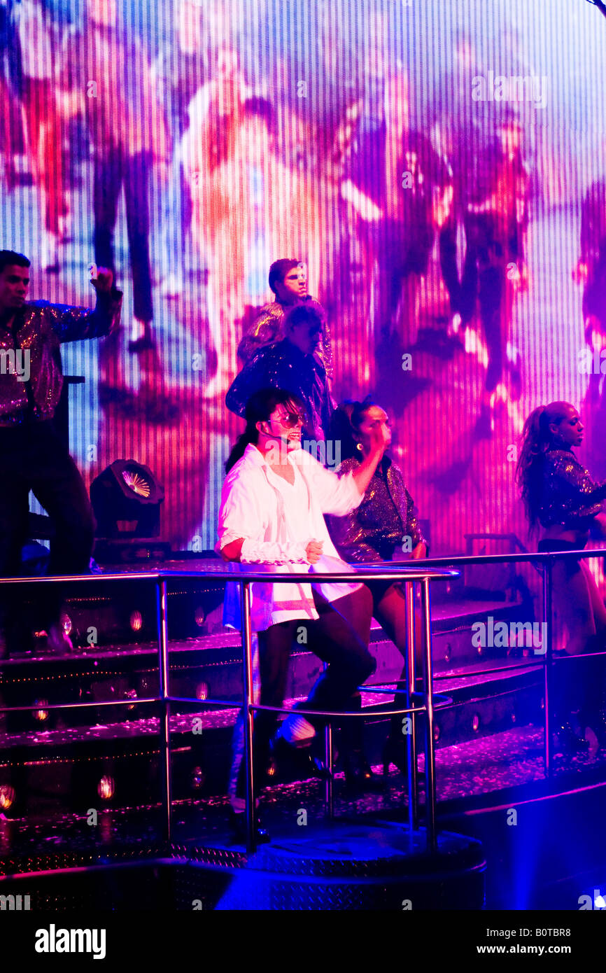 Michael Jackson impersonator at Coco Bongo nightclub Cancun and Playa del Carmen Mexico Stock Photo