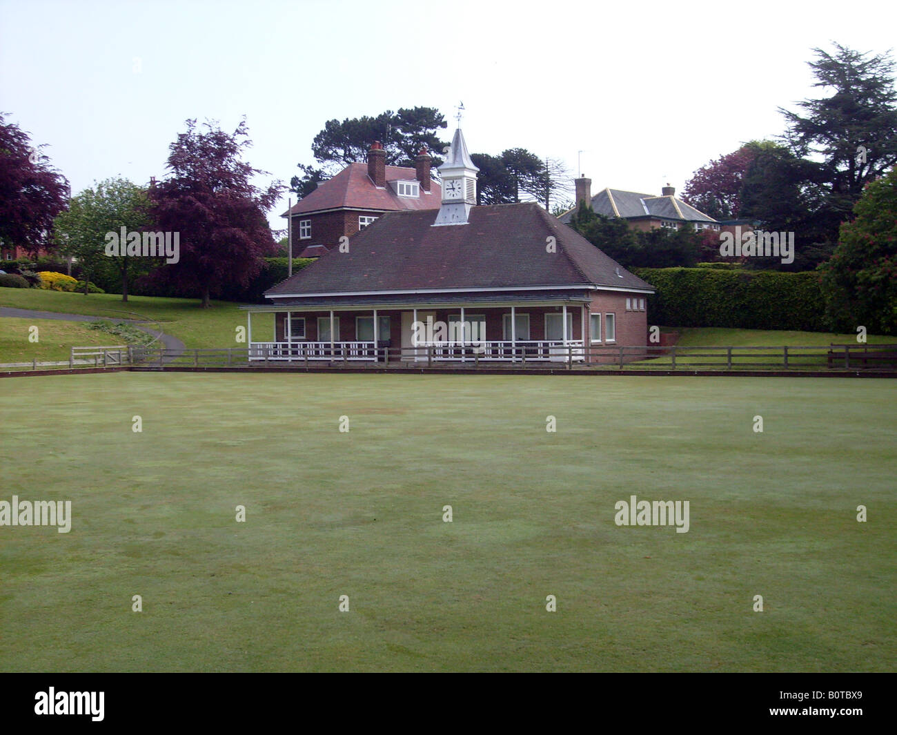 English bowling green pavilion, Scalby Village Scarborough, England. Stock Photo