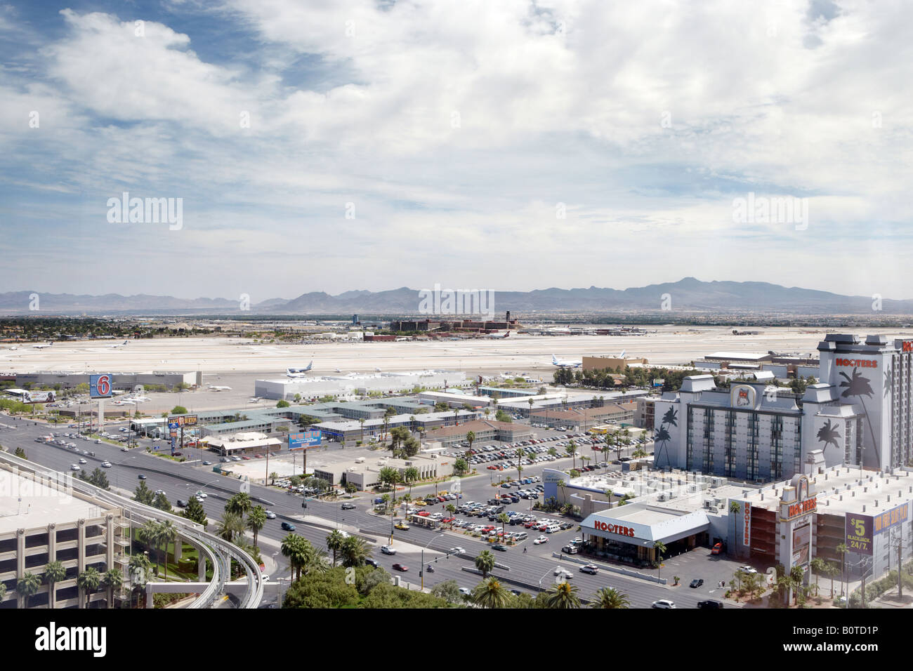 Aerial View of Hooters Hotel Casino and McCarran Airport in Las Vegas  Nevada USA Stock Photo - Alamy