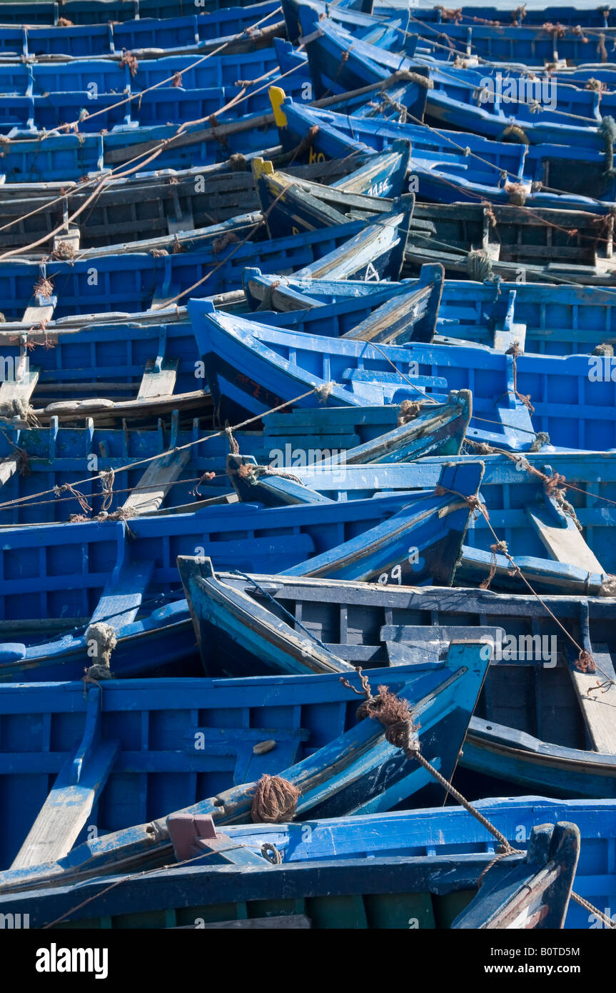 15 08 08 Essaouira Morocco Fishing boats in the old port fort Photo Simon Grosset Stock Photo