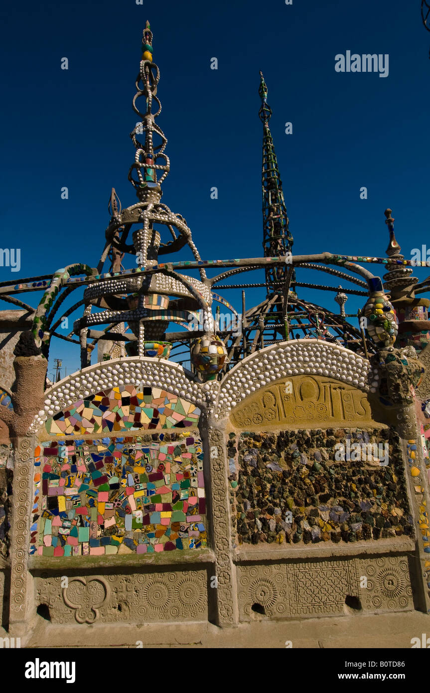 Wall details of the Watts Towers of Los Angeles, California Stock Photo
