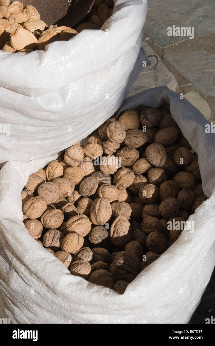 Gran Canaria 2008 walnuts for sale in a mountain village market Stock Photo