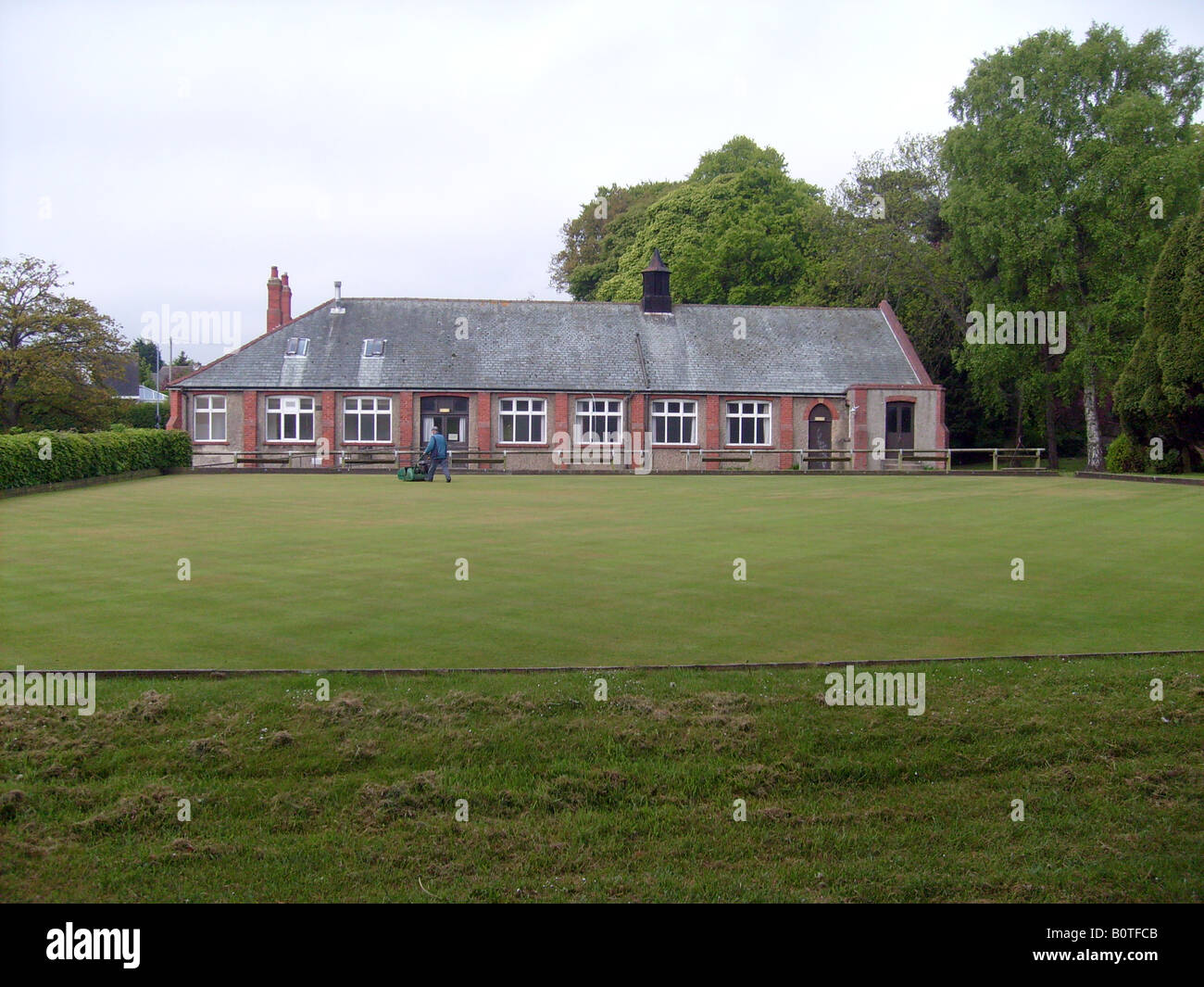 English bowling green pavilion, Scalby Village Scarborough, England. Stock Photo