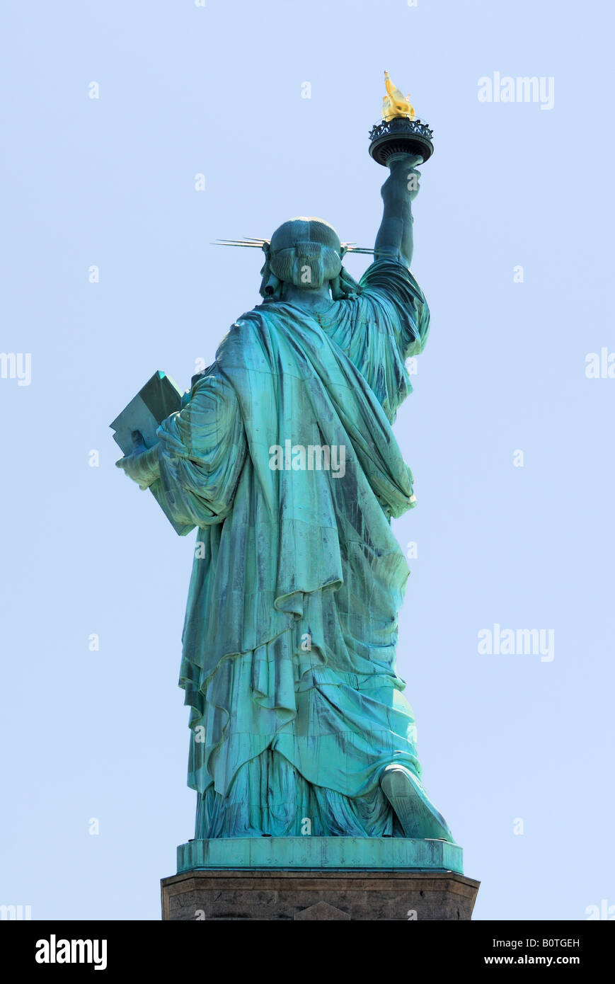 The Statue of Liberty from behind Stock Photo Alamy