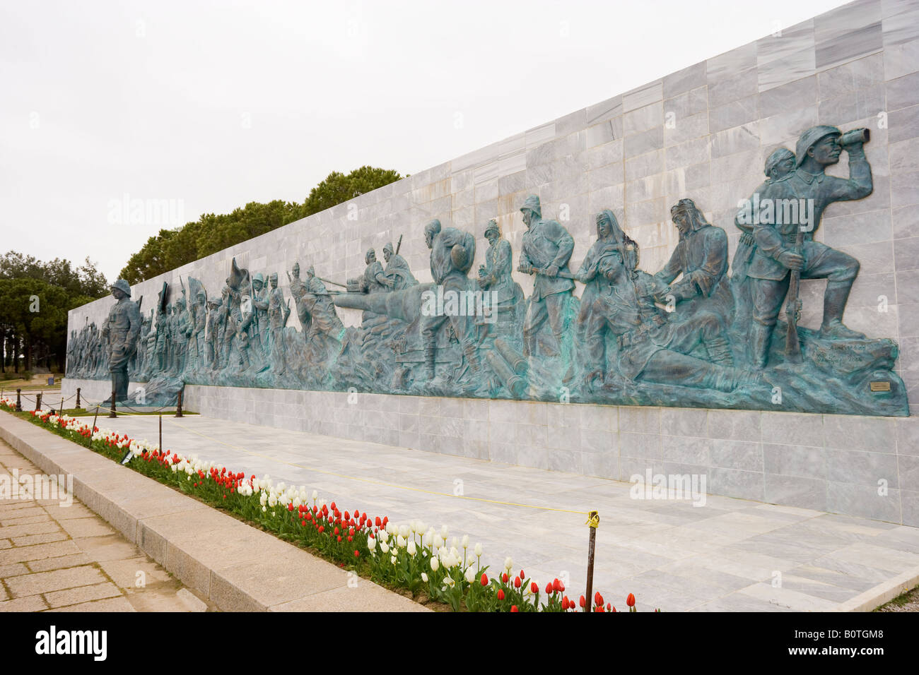 Relief and statue depicting Mustafa Kemal Ataturk commanding the Dardanelles Campaign of WW1 Gallipoli Canakkale Turkey Stock Photo