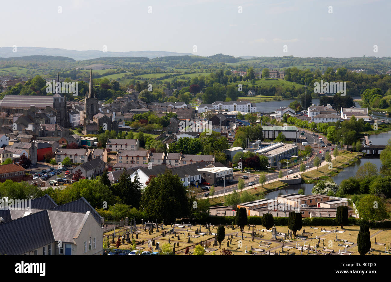 view over enniskillen county fermanagh including lough erne town centre