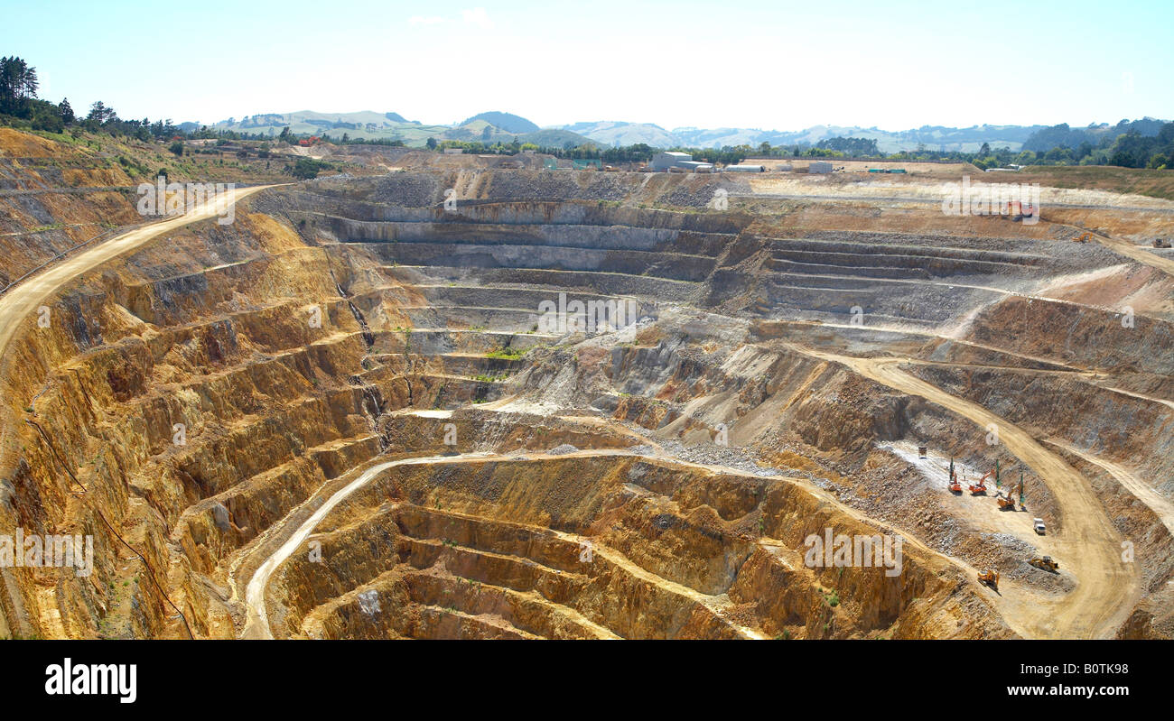 Waihi open cast gold mine in new zealand Stock Photo