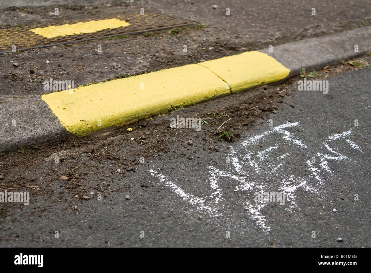Wet paint sign ^marking fire hydrant point, UK Stock Photo - Alamy