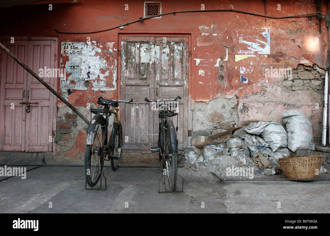 Two bicycles in a street, India Stock Photo