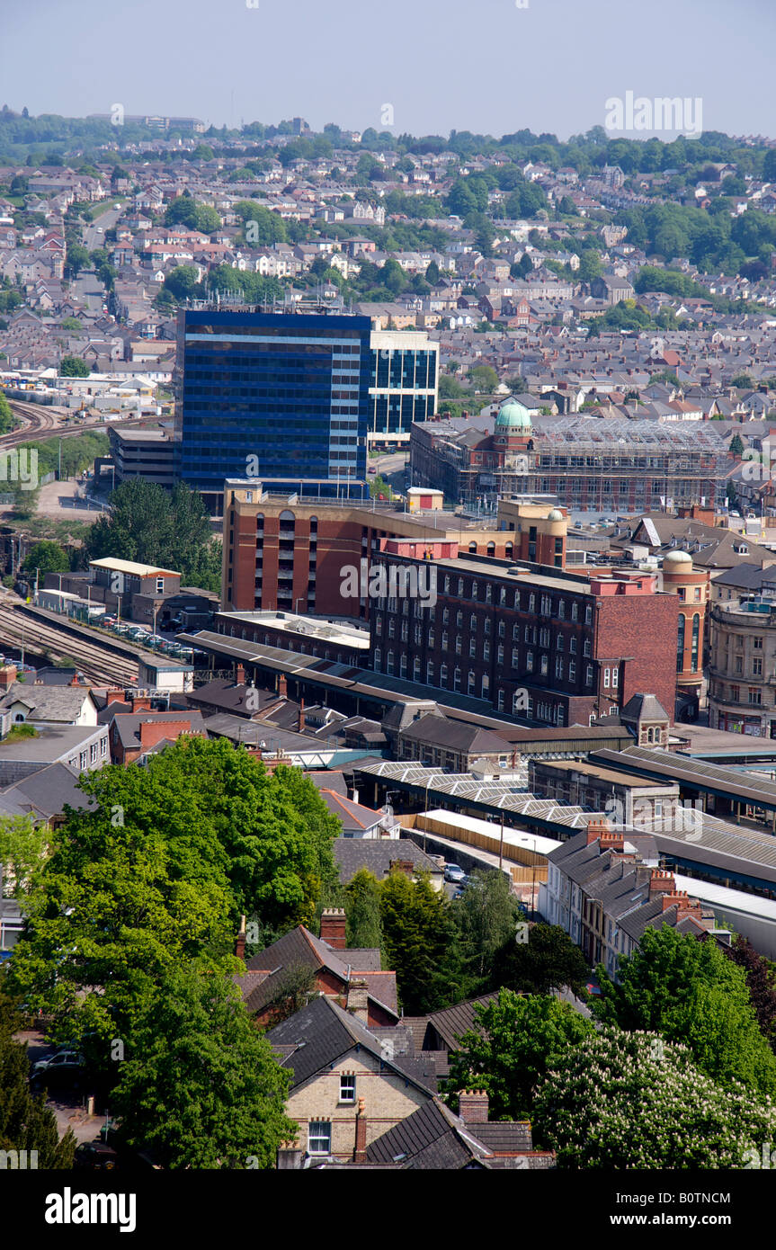 Railway Station and City Centre Buildings Newport Stock Photo Alamy
