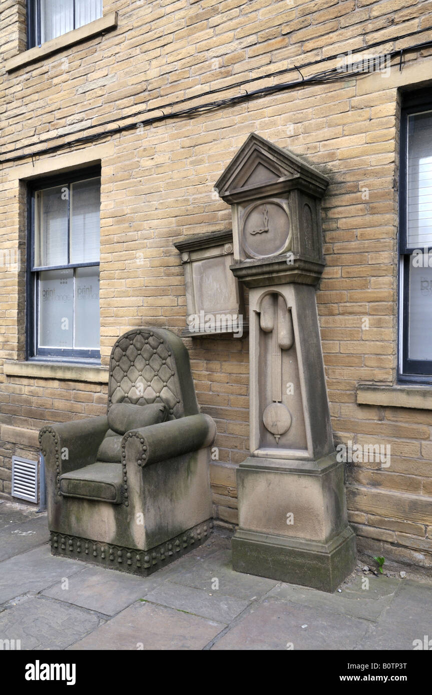 Grandfather clock and chair, Little Germany, Bradford by Timothy Slutter Stock Photo