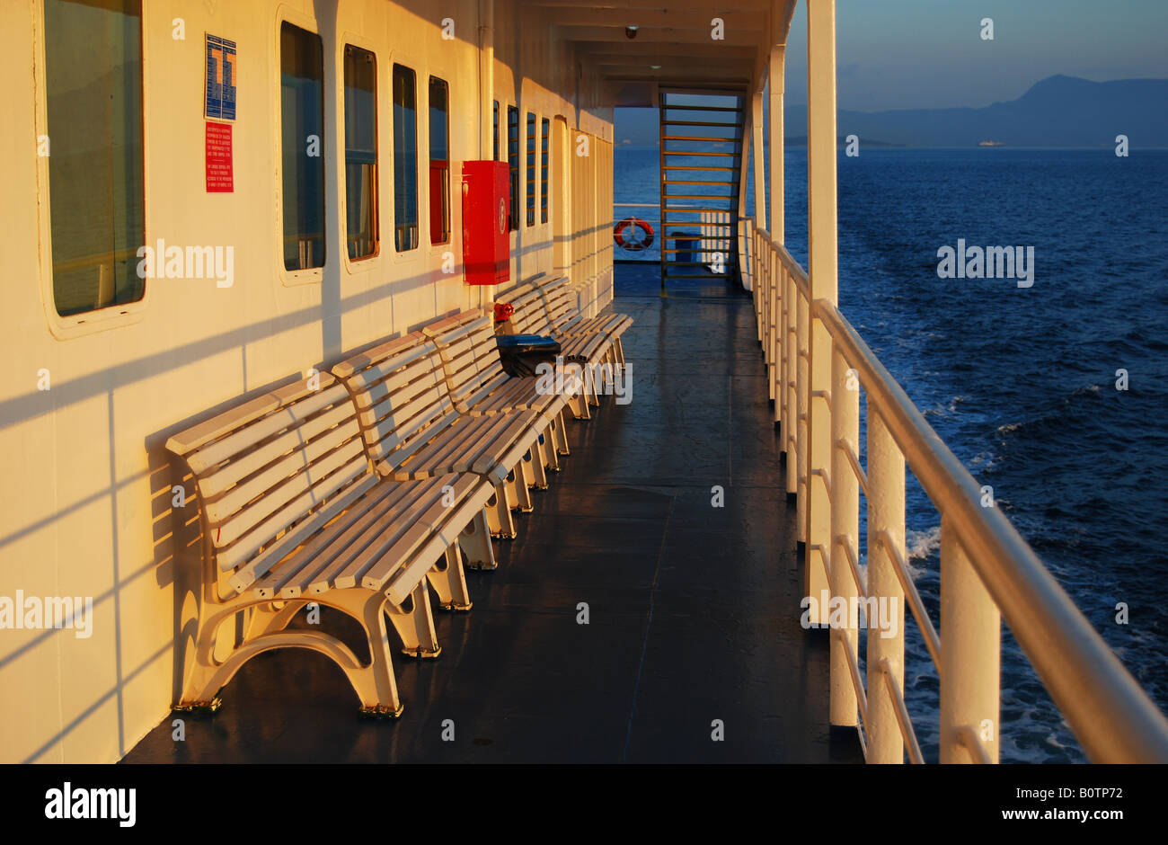 Deck seats on a ferry boat Stock Photo Alamy