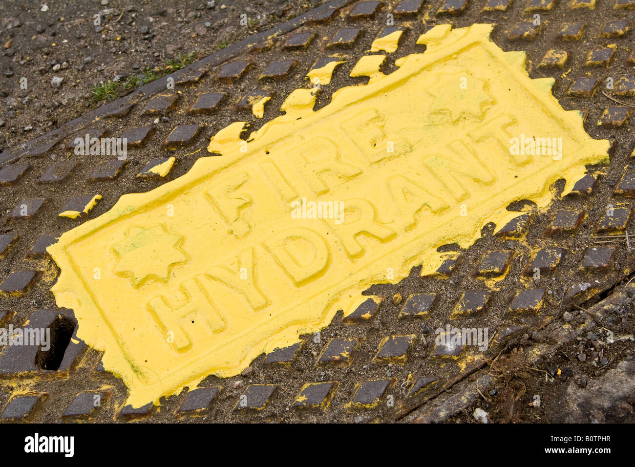 Fire hydrant sign, UK. Stock Photo