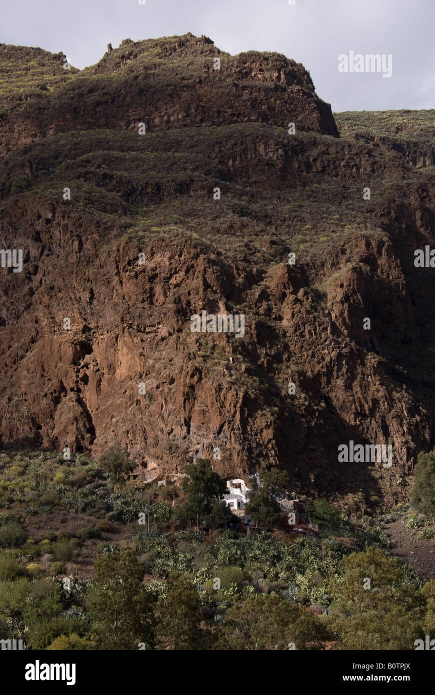 Gran Canaria Barranco de Guayadeque famous for cave houses in sides