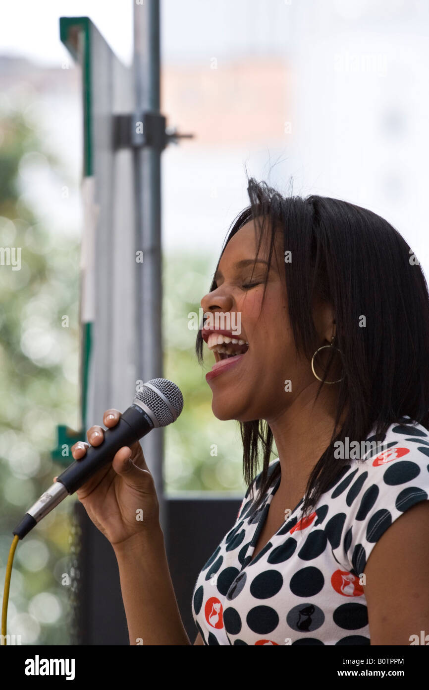 New Orleans LA Anais St John performs during French Quarter Festival Stock Photo