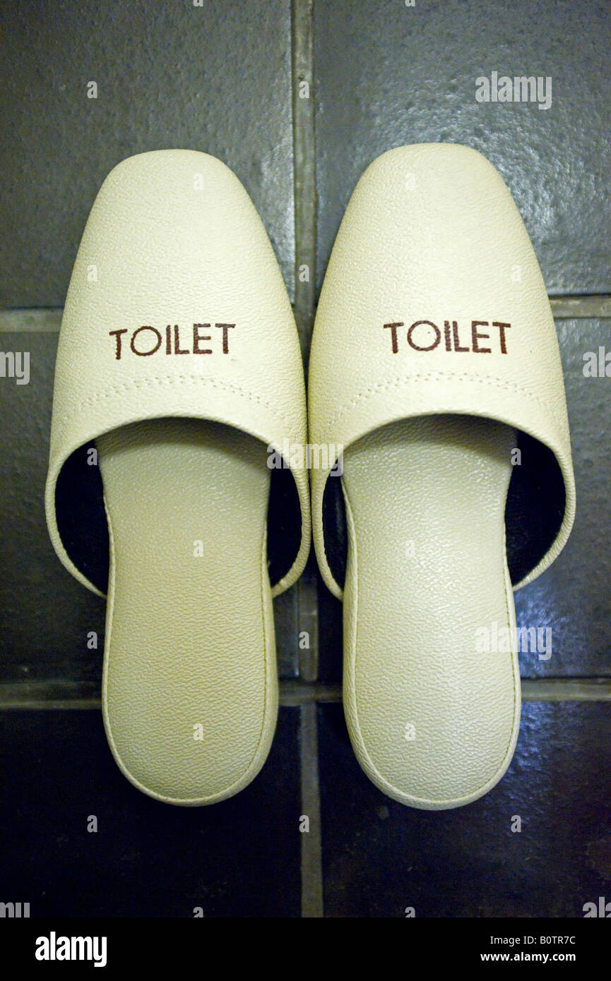 Slippers for wearing in the toilet at a traditional Japanese Ryokan hotel,  Japan Stock Photo - Alamy