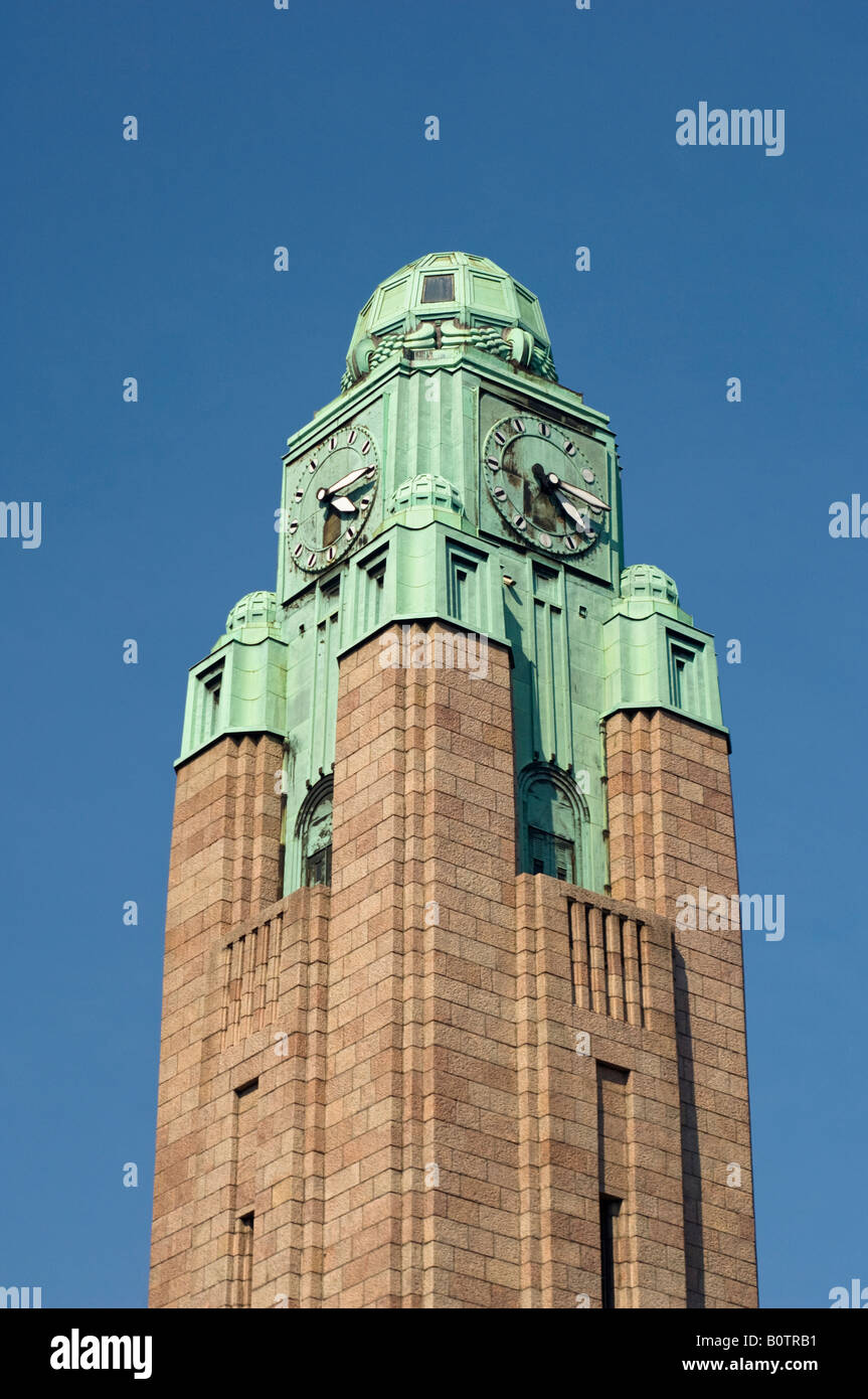 Clock Tower of Helsinki Central Railway Station. Helsinki, Finland