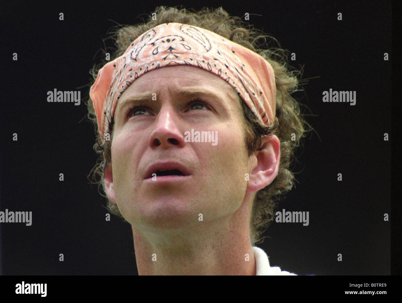John McEnroe arguing with the umpire on Centre Court at Wimbledon 1991. Picture by DAVID BAGNALL Stock Photo