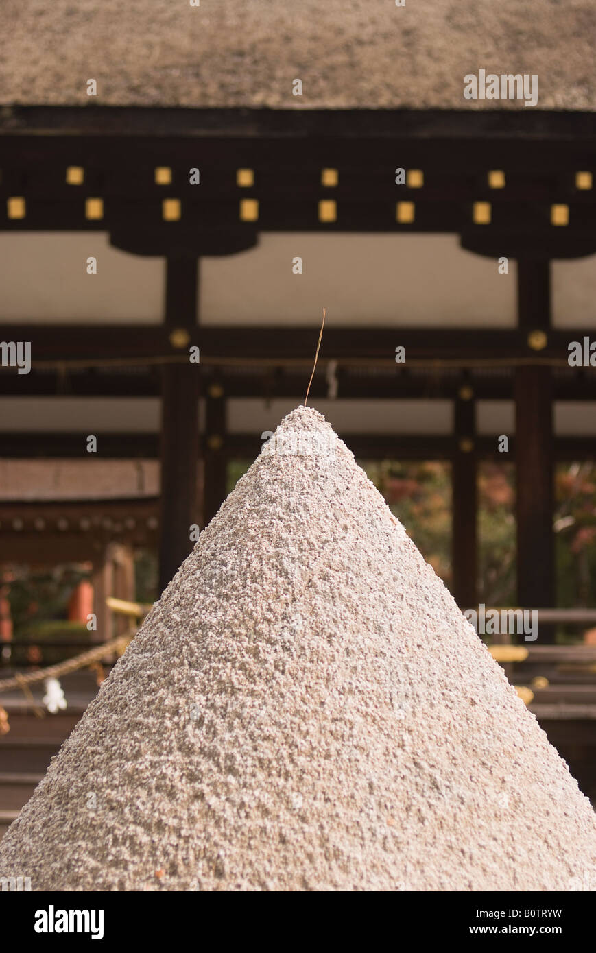 Heap of sand at Kamigamo Shrine, Kyoto, Japan Stock Photo