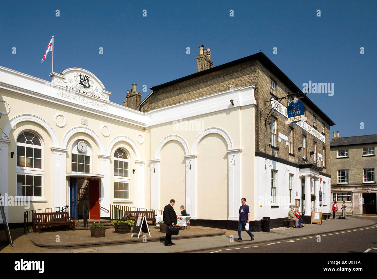 UK England Suffolk Saxmundham High Street Bell Hotel and Market Hall