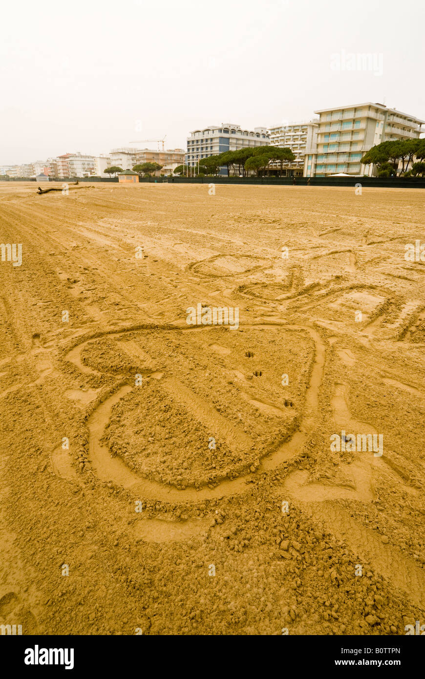 A Heart At The Beach In Front Of Hotels Lido Di Jesolo Italy